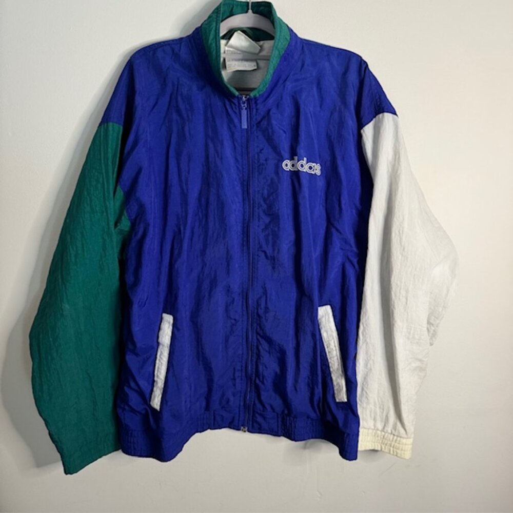 Vintage Men's Adidas Windbreaker / Track Jacket Color Block Size Medium
